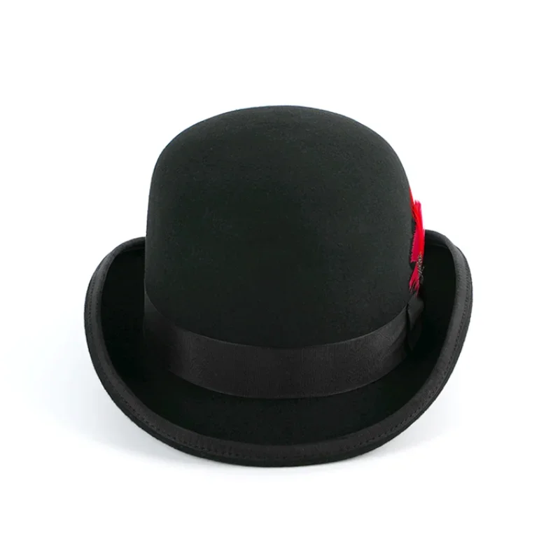 Black Bowler Hat Billycock Bob Hat Bombín Hard Felt Rounded Crown Wool Fedora Charlie Chaplin Laurel Hardy John Steed Derby