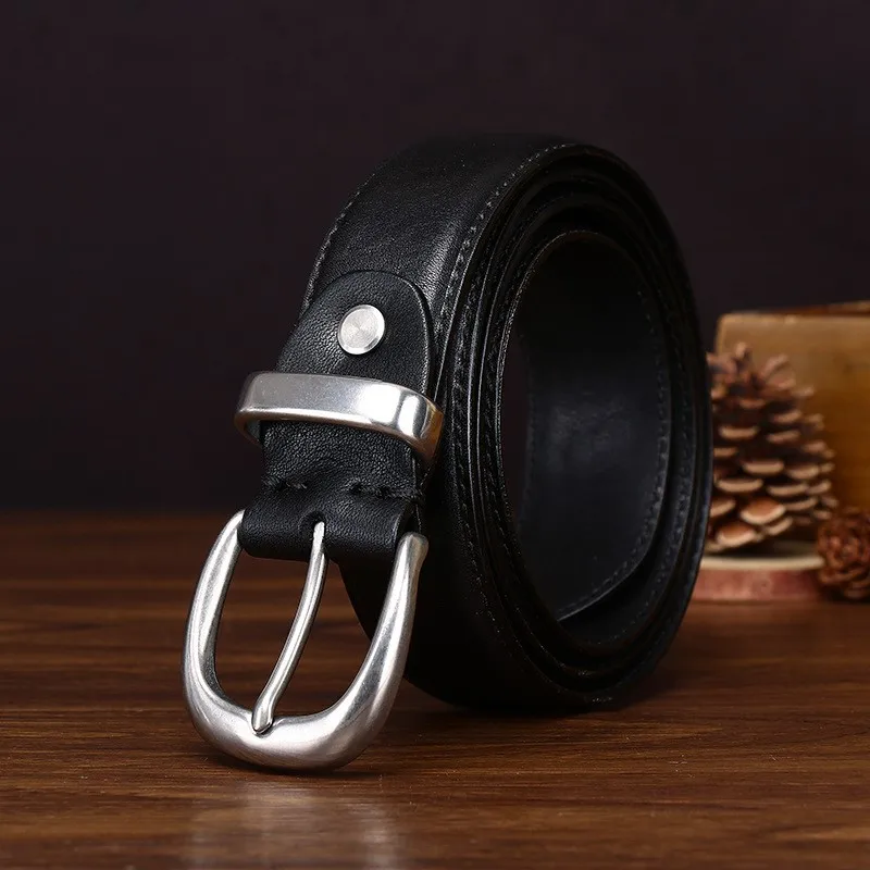 Fashionable and light luxury belt men's leather top layer needle versatile suitable for women