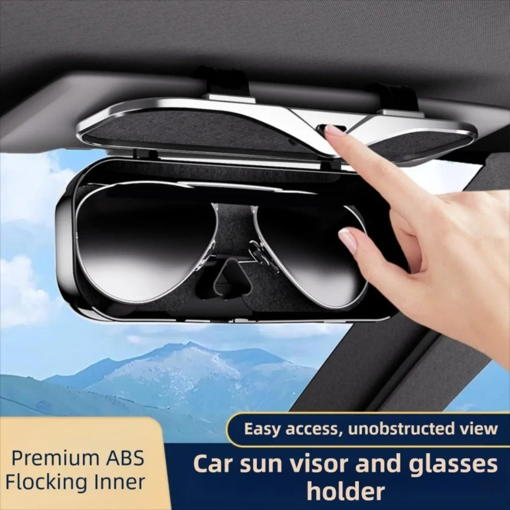 Premium Car Visor Glasses Case ABS Flocking Inner Auto Sunglasses Organizer Press Switch Anti-Scratch Eyeglasses Protection Box