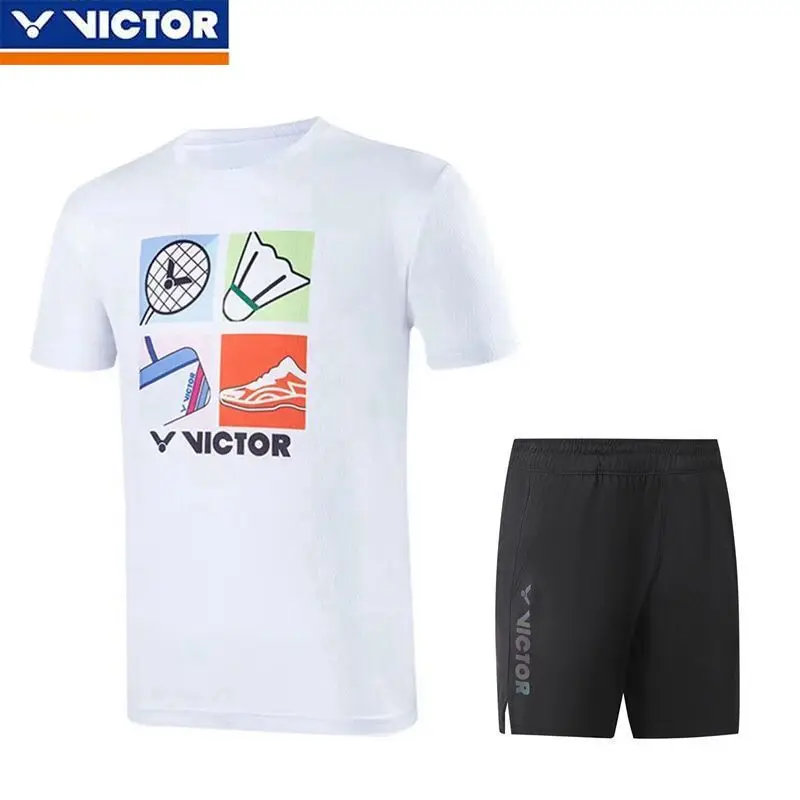 Victor 2024 summer badminton jersey quick-drying breathable men's and women's training series cultural shirt sports T-shirt