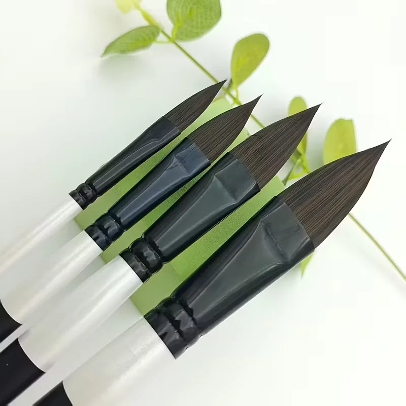 4-teiliges professionelles Aquarellpinsel-Set, Katzenzungenpinsel, importierte Nylonborsten, Birkengriff, weiche Spitze