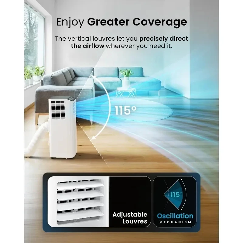 Pendingin udara portabel 4 in 1 untuk ruangan, pendingin udara pintar dengan kipas, Dehumidifier, pendingin Unit AC portabel Wifi