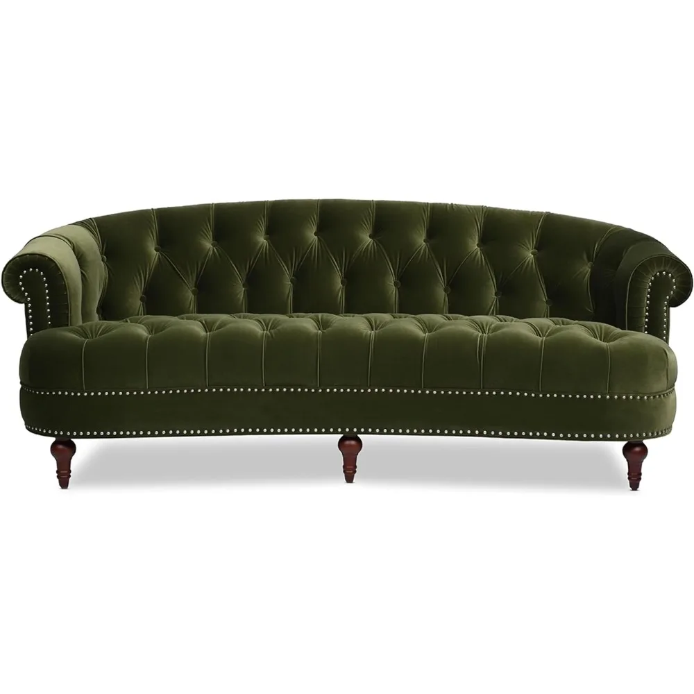 

La Rosa Victorian Chesterfield Tufted Sofa, Olive Green Performance Velvet