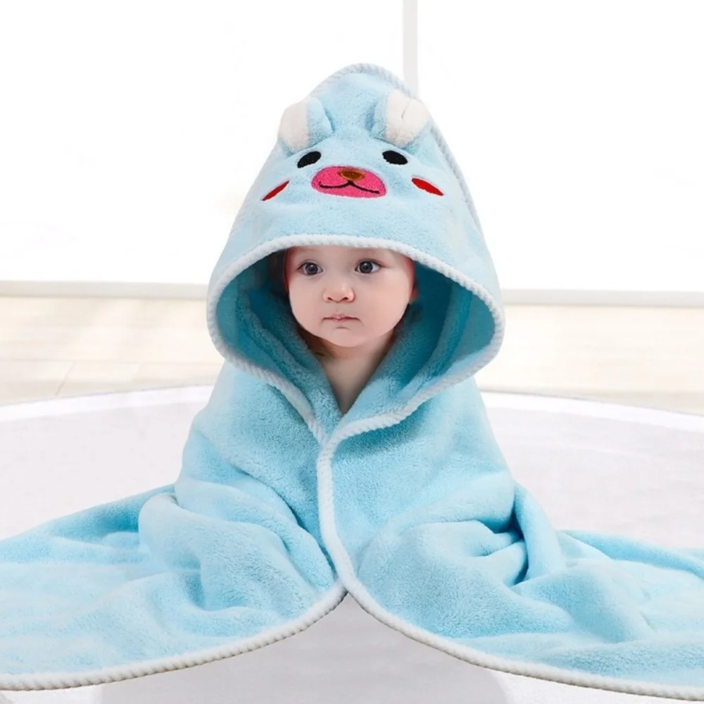 Coral Fleece Toddler Thin Bathrobe Super Soft Large Size Infant Bath Towel Highly Absorbent Cartoon Patterns Baby Blanket