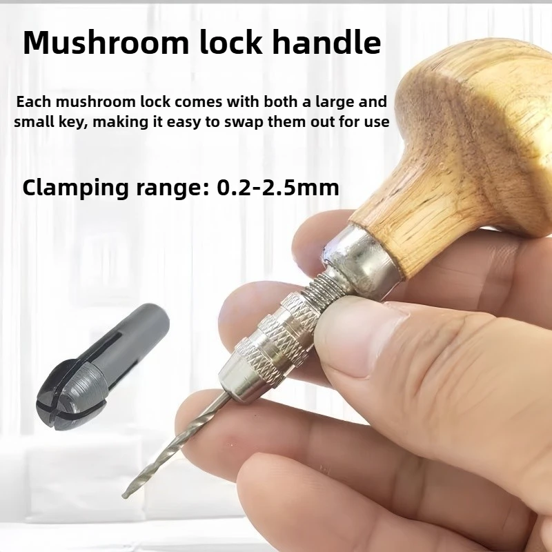 Wooden Mushroom-Shaped Chuck Handle - Round Head Gourd Style, Jewelry Tool Accessory for Carving Knives/Drill Bits
