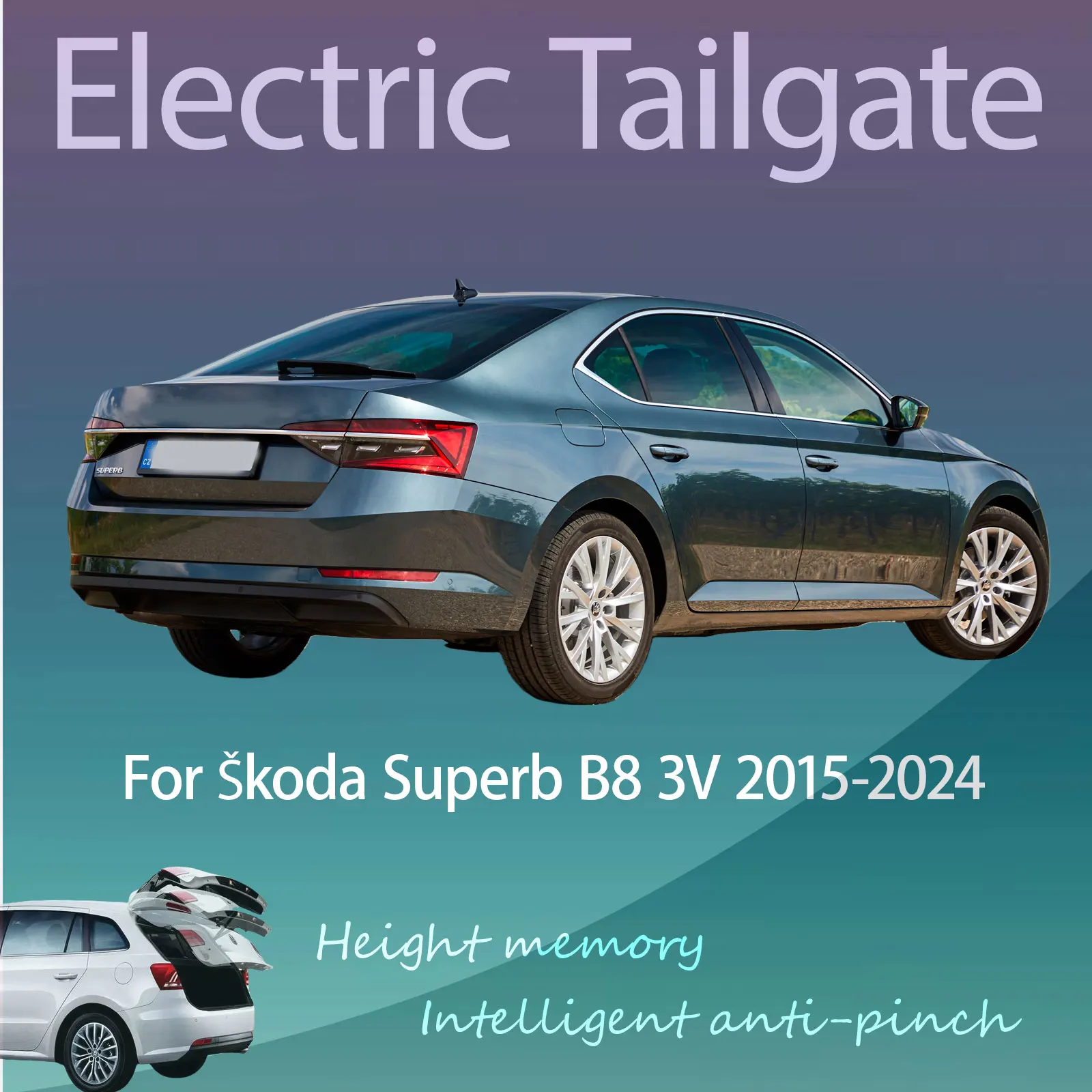 For Skoda Superb B8 3V 2015-2024 Electric Tailgate with Sensor Trunk Anti-pinch Memory Height Intelligent Operation