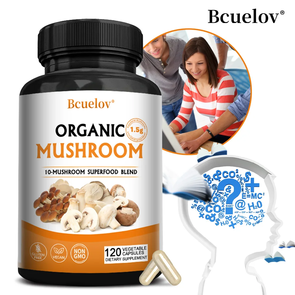 

Mushroom Complex Capsules – Brain Nutritional Supplement, Relieves Stress, Supports Memory and Concentration, Enhances Immunity