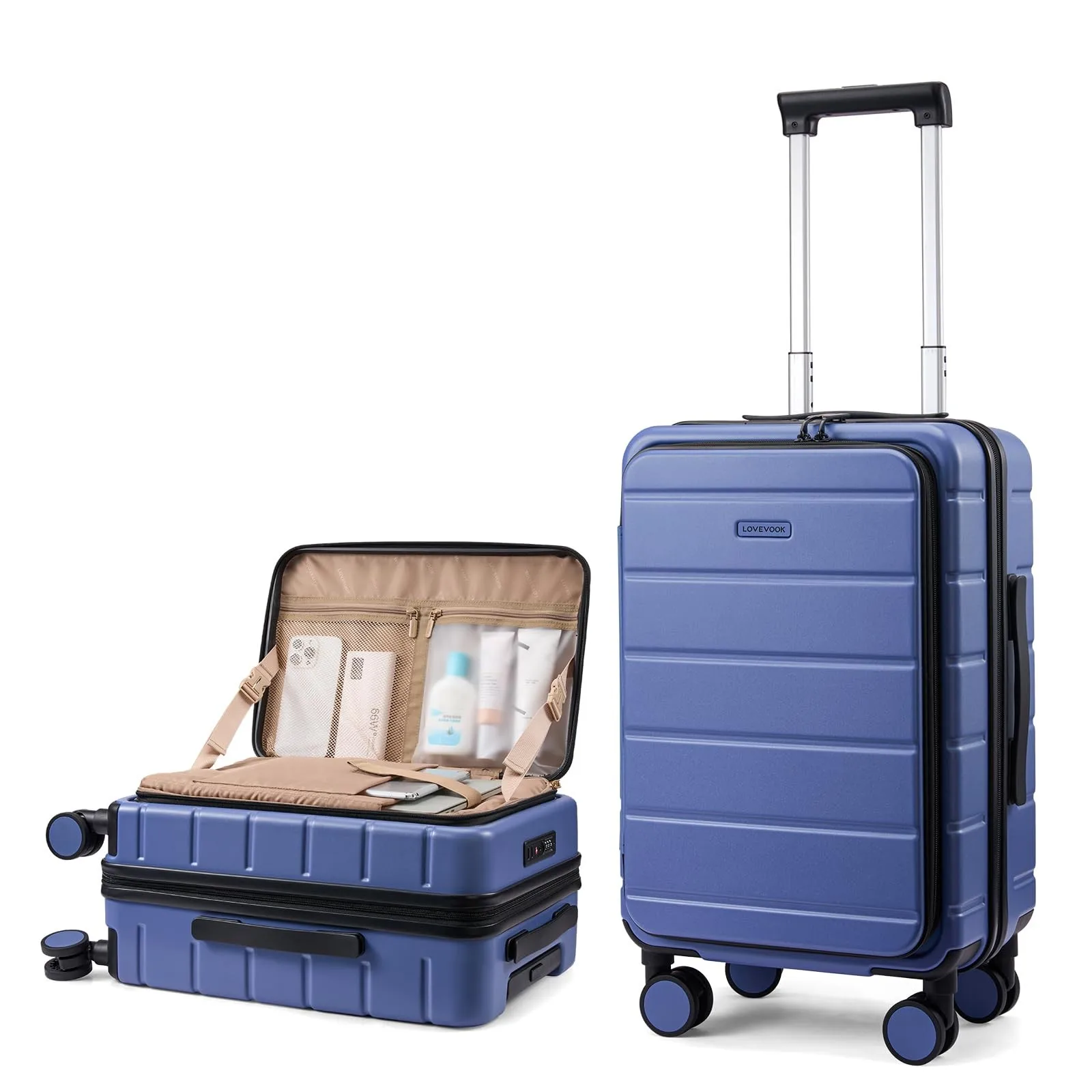 

LOVEVOOK Carry On Luggage 22x14x9 Airline Approved with Spinner 20 inch, Blue