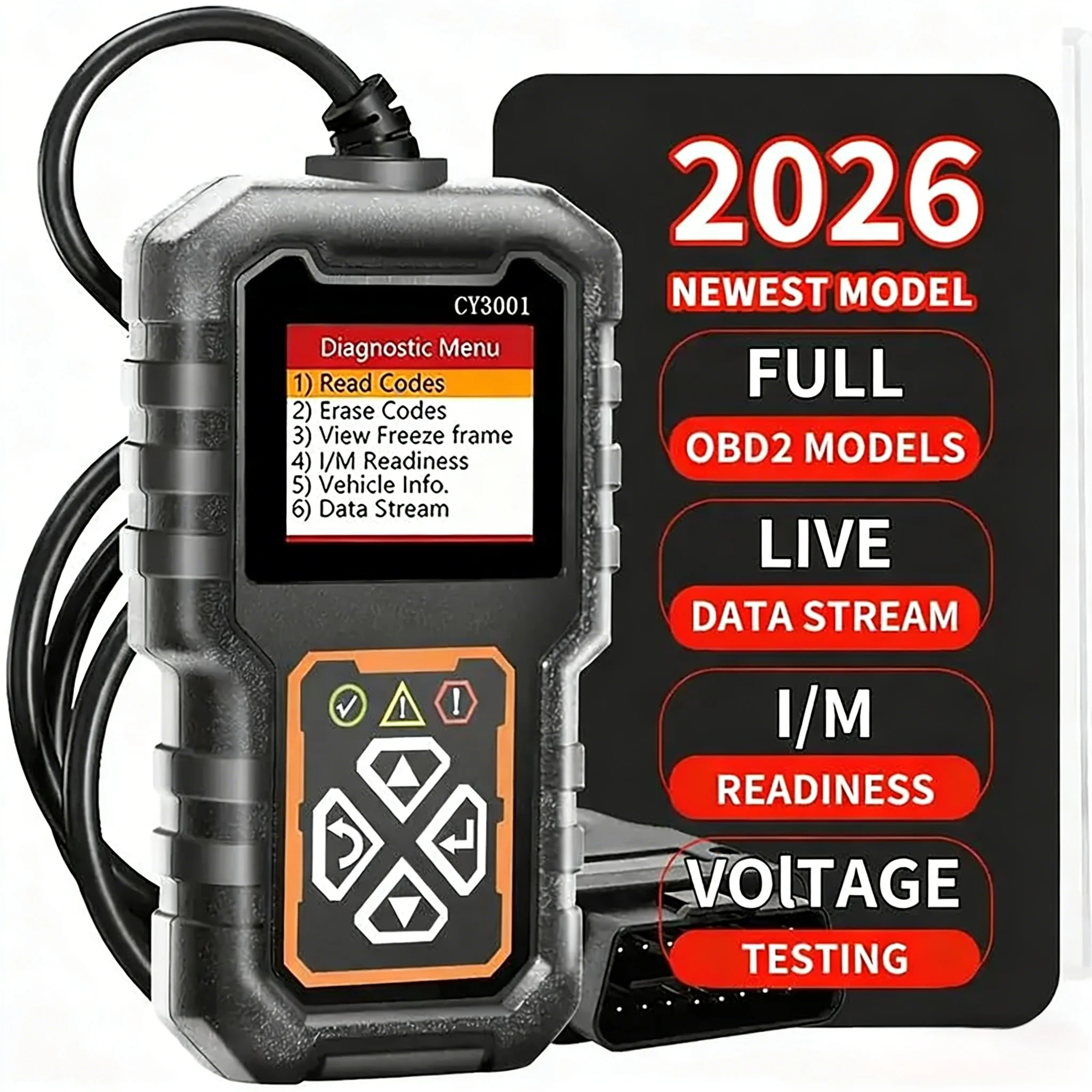 

Automotive Fault Detection Device CY3001 OBD2 Code Reader Check Engine Light Diagnostic Tool Battery Voltage Tester