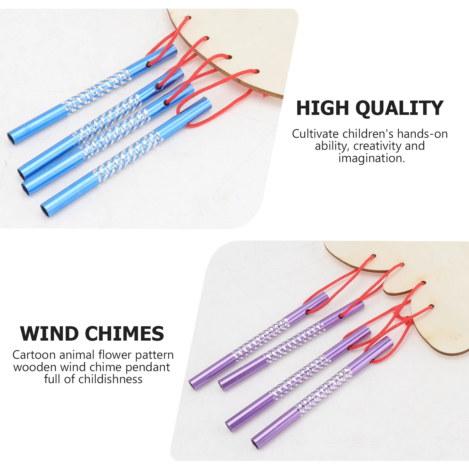 

5pcs Diy Wind Bell Material Wooden Handmade Hanging Decor For Painting Creative Color Painting Kit Wind Chime Pendant
