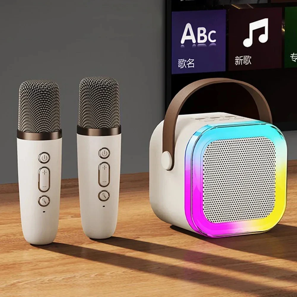 Portable Karaoke Bluetooth 5.3 Speaker Machine PA System with 1/2 Wireless Microphones Home Family Singing Children's Gifts