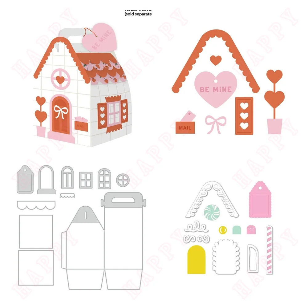 2024 New Christmas Gingerbread Treat Box Add on Metal Cutting Dies Various Scrapbooking Bookmark Paper Craft Embossing Handmade