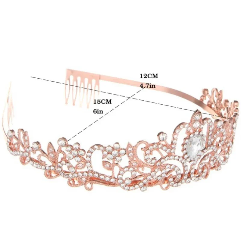 Rose Gold Fashion Crown Headpiece Hair Accessories Wedding Birthday Party Crown Decorations Increase the Sense of Atmosphere