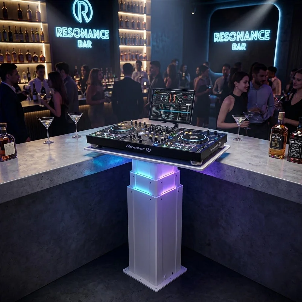 Motorized Speaker Stand Variable Height Electric Lifting Pillar White Finish for Stage Club DJ Bar Sound Equipment Mount