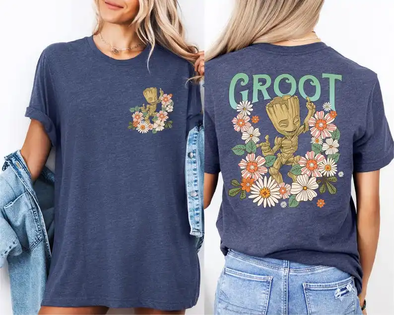 قميص Groot Flower Garden Shirt Baby Groot Vacation Shirts Guardians of the Galaxy Shirts I Am Groot Sweatshirt
