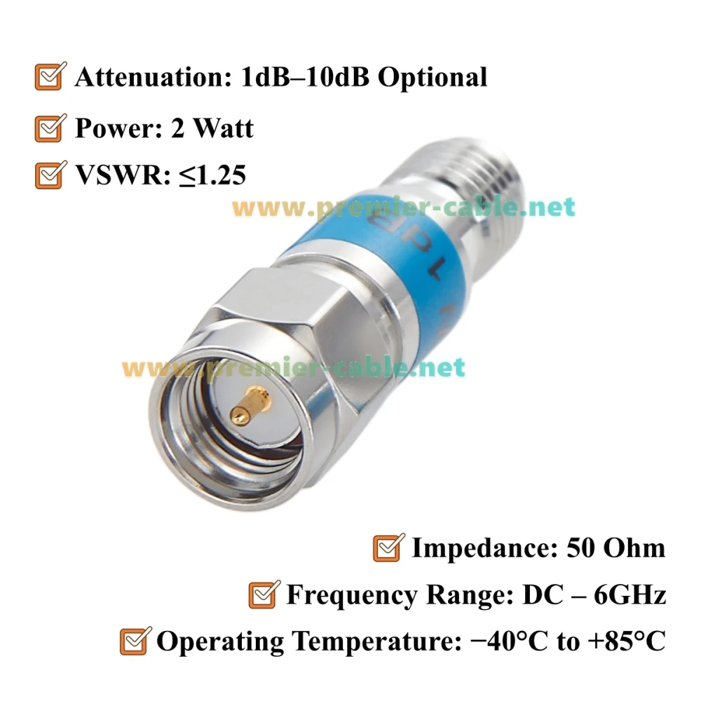 1dB-10dB 2W SMA HF-Dämpfungsglied 50 Ohm SMA Stecker auf Buchse Fester Koaxial-Dämpfungsglied DC-6GHz Niedriges VSWR für SDR, Amateurfunk, WiFi, GPS – Detail 3