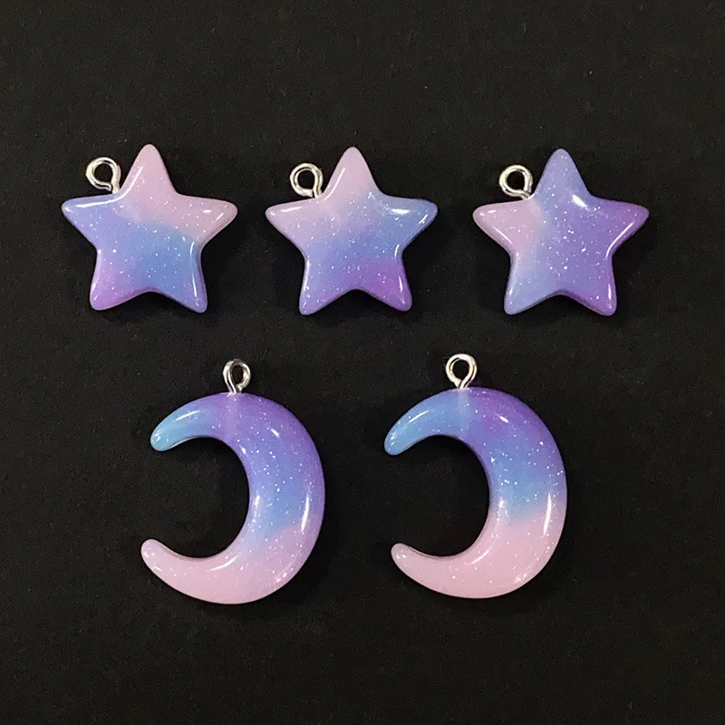 

10Pcs Gradient Moon Star Charms Resin Pendant For Jewelry Making Diy Bracelet Necklace Earrings Handmade Accessories Supplies