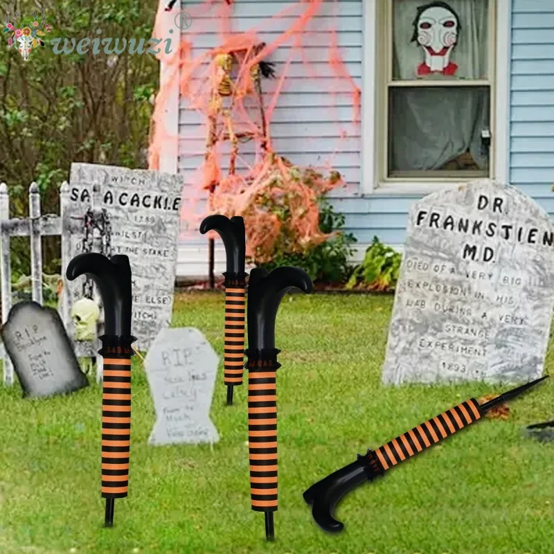 Halloween Costume Props Striped Witch Legs Yard Stakes Cosplay Costume for Holiday Party Lawn Spooky Haunted Scene Decoration