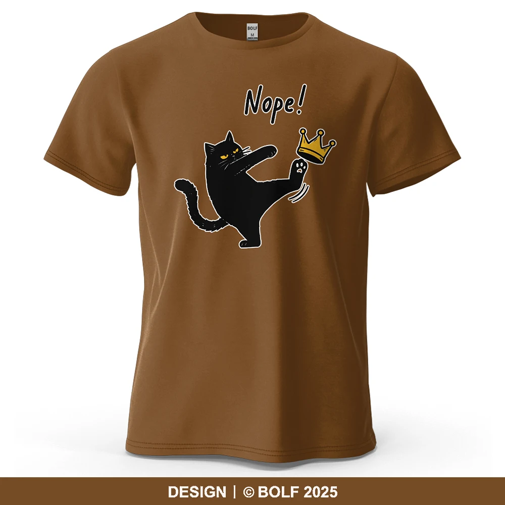Reject Crown Black Cat Bedrucktes Herren-T-Shirt aus 100 % Baumwolle, übergroß, humorvoll, lustig, Grafik-T-Shirts für Damen, Tops, T-Shirts, Streetwear