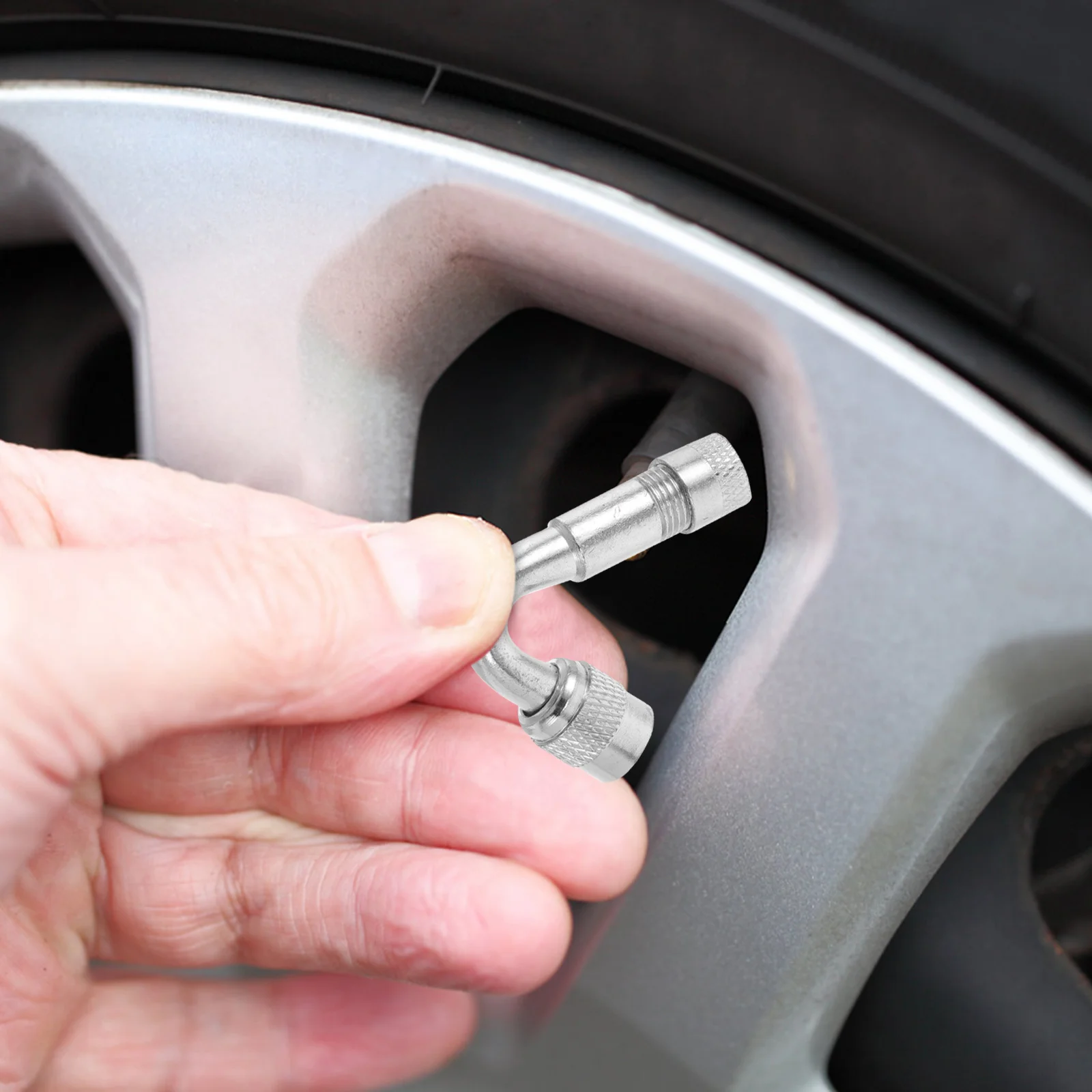 

4Pcs Metal Tire Valve Extenders 45 Degree Universal Valve Stem Extensions for Car Motorcycle Wheels Reliable Air Inflation