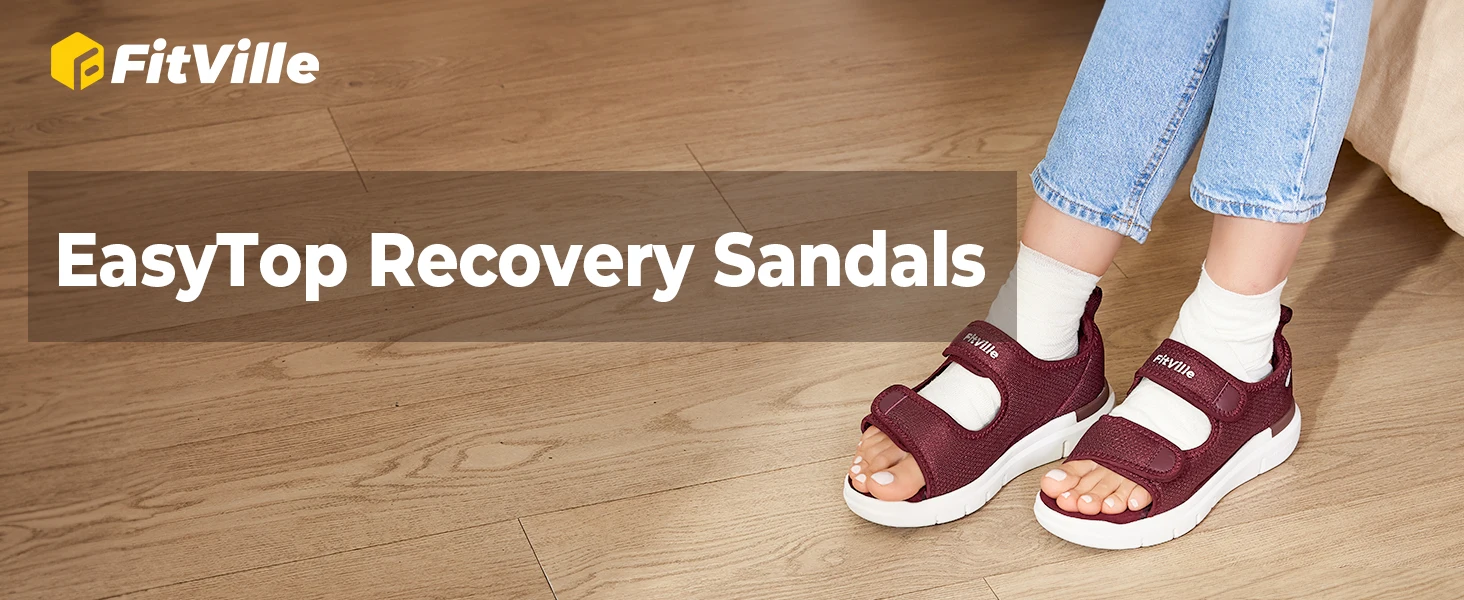 Fitville Damen-Sandalen, Sommer-Strandschuhe mit breiter Zehenbox für Damen, bequeme Flip-Flops in großen Größen mit Fußgewölbestütze – Detail 2