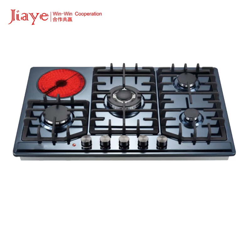 Home Kitchen Cooking Appliances 5 Burner Built in Gas Stove Cooker With Glass Top Gas and Electric Hob