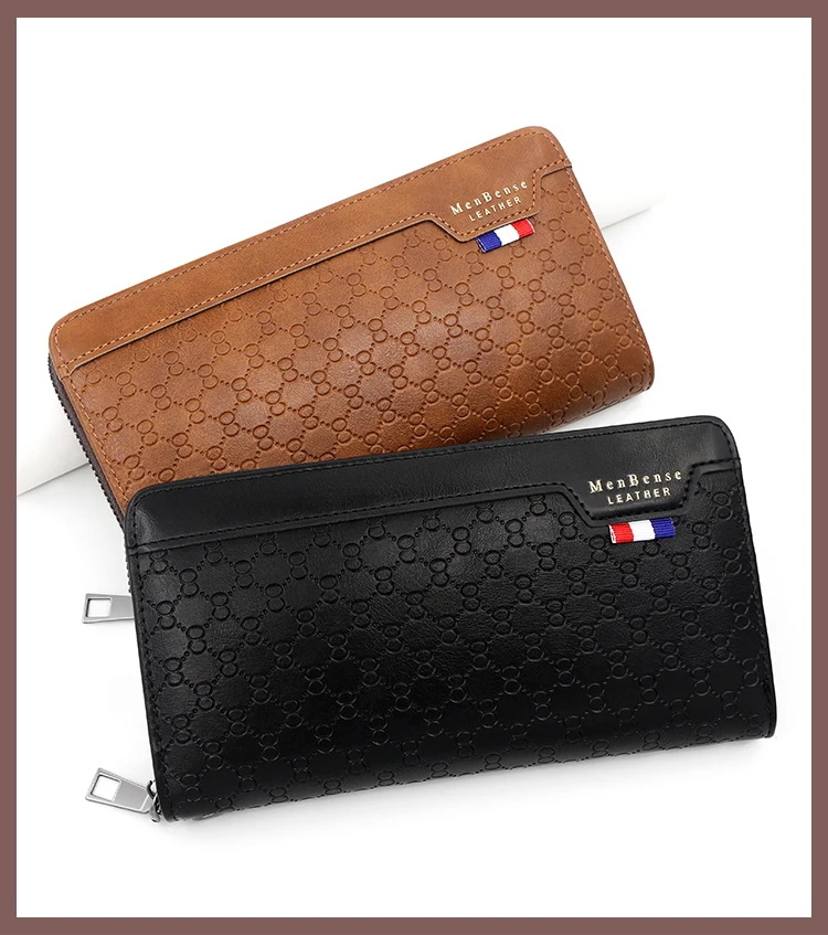 New men's long bag, hand-held bag, coin purse, fashionable zipper, mobile phone bag, multi slot wallet