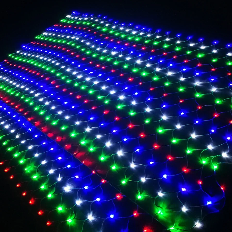 Thrisdar LED Net Mesh Fairy String Light Christmas Window Curtain Fairy Light LED Garland For Wedding Party Holiday Decor