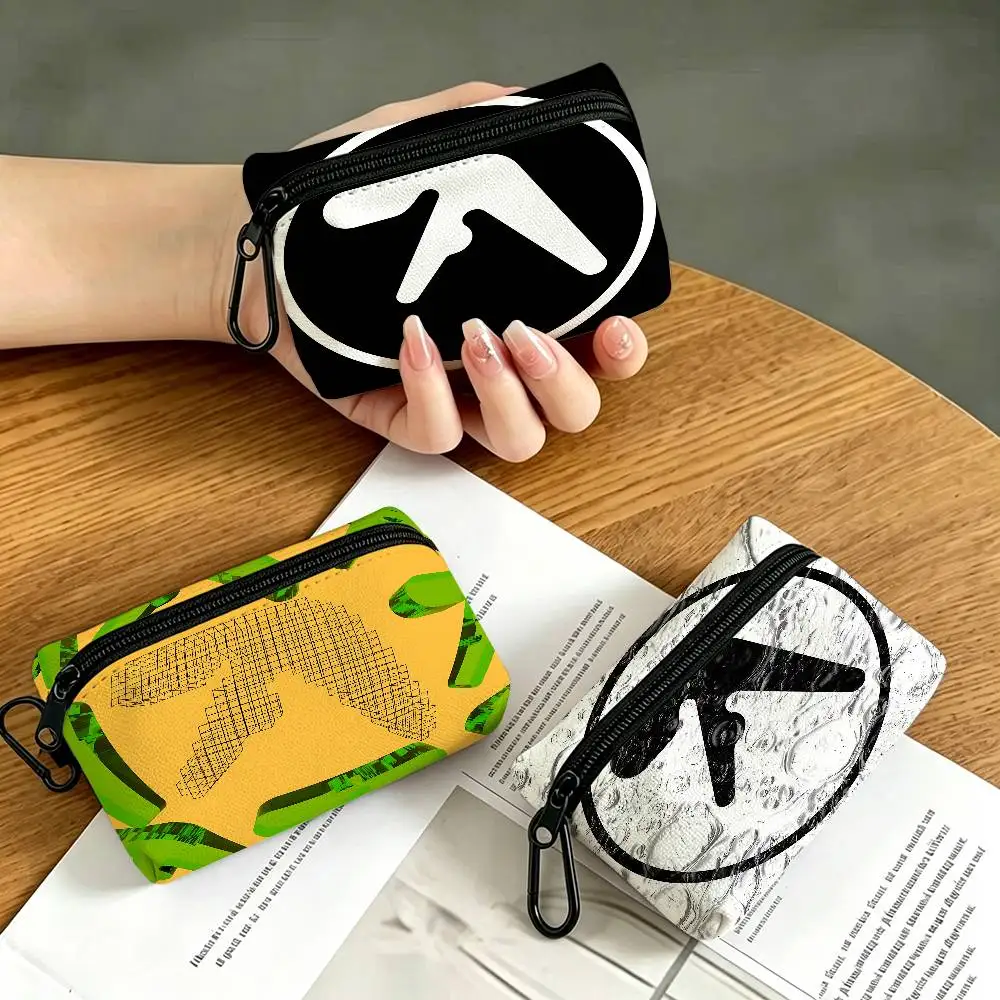 Punk Aphex Twin Logo Oxford Coin Wallet Detachable Carabiner Hook Compact Storage Bag For Outdoor Shopping Accessory