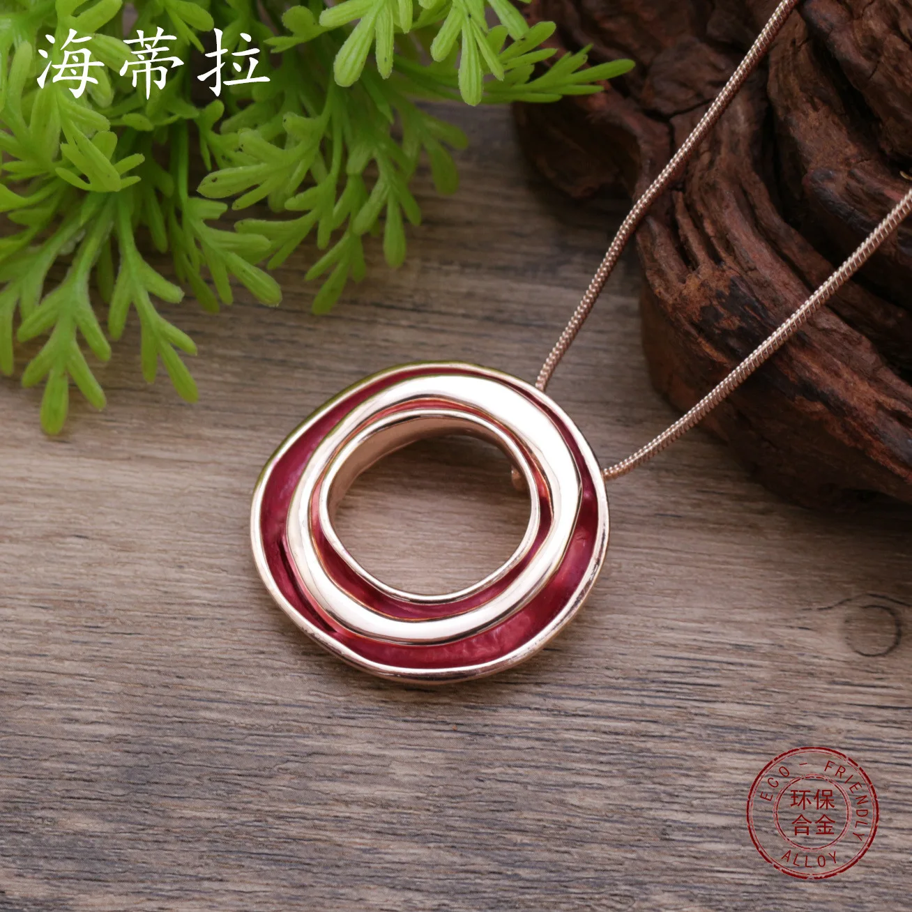 DIY accessories color painting oil hollow ring pendant, creative personality women's fashion geometric ring necklace