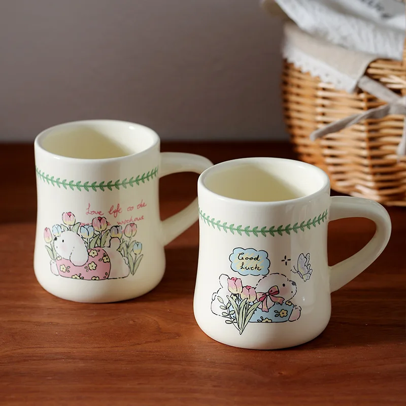 Factory Direct Compatible withins cute puppy ceramic cup high value waist lace mug home creative couple pair cup milk cup