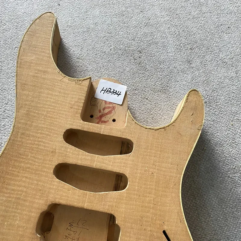 HB334 Unpaintted Flamed Maple Top +Solid Redwood Electric Guitar Body SSH Pickups Custom Tremolo with Damages for DIY Replace