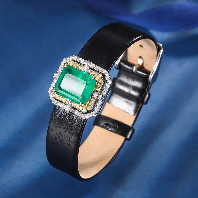 New high-end jewelry luxury 18K gold plated emerald square wrist women's set 12*16-12*14 jewelry