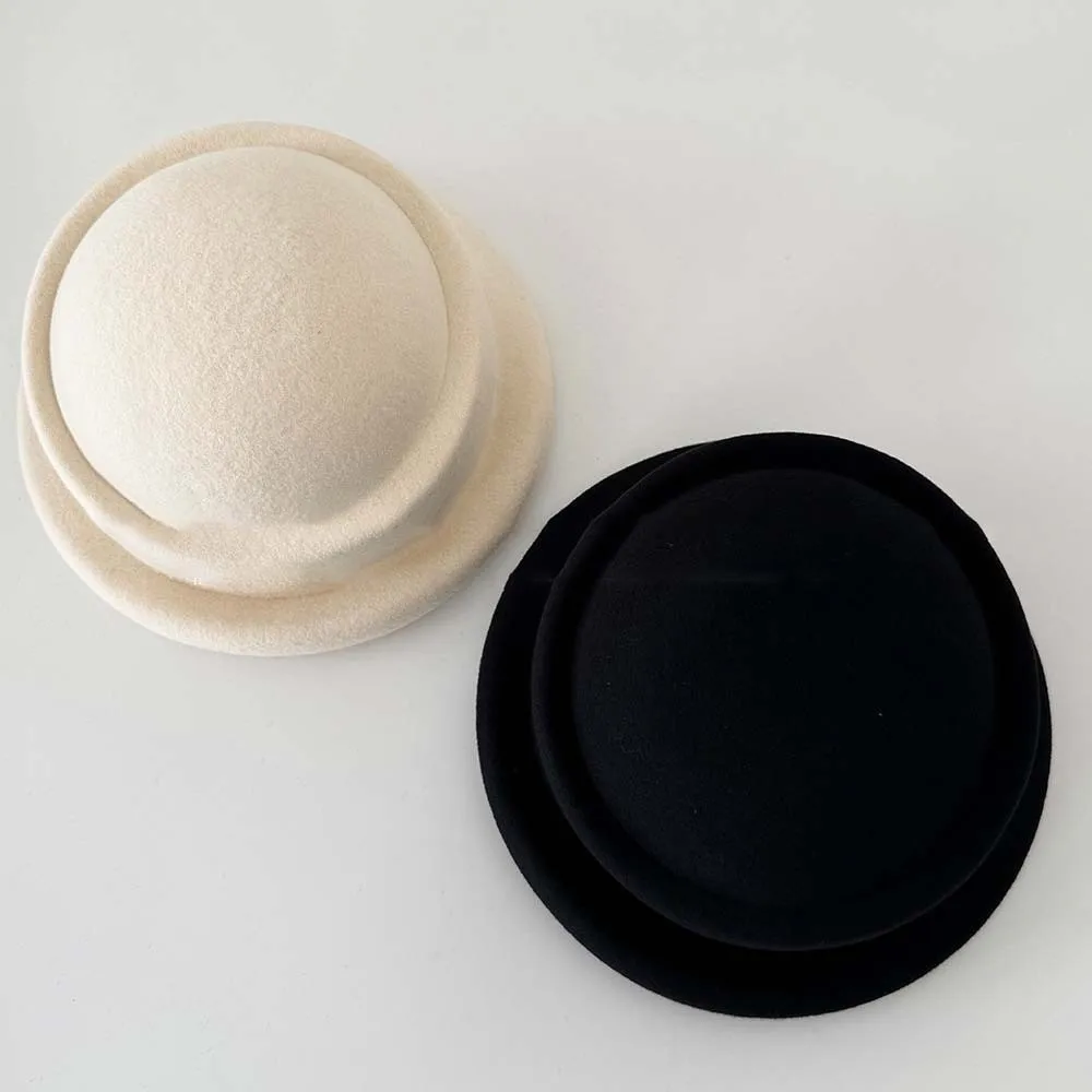 

Элегантный винтажный шерстяной кепка с закатанными краями, универсальный берет, британский цилиндр, теплая однотонная шерстяная официальная шляпа для выступлений