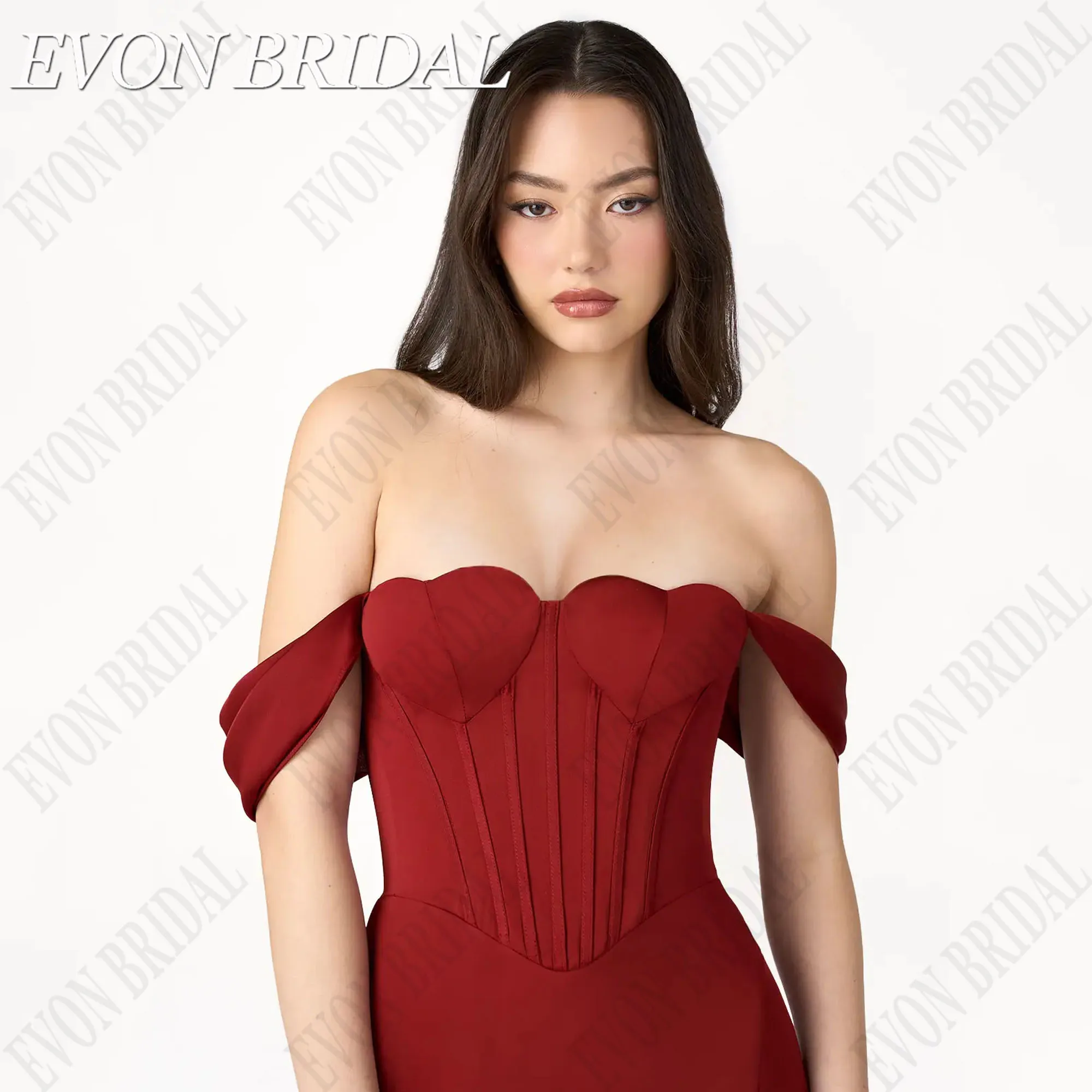 EVON-vestido de novia con escote Corazón y hombros descubiertos, traje Formal con abertura lateral, satén, personalizado Vestido de alfombra roja de celebridades dulce hombro vestido de ocasión oficial en forma de a sa