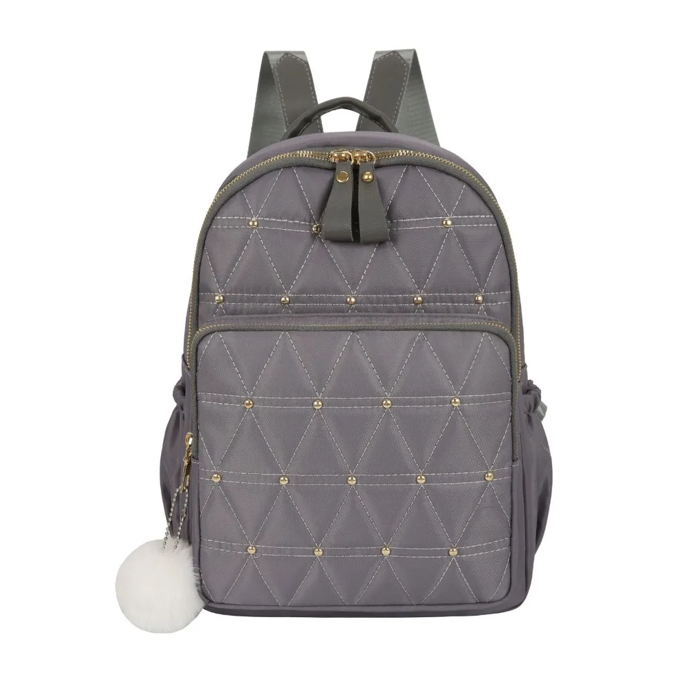 

Adjustable Classic Grid Shoulder Bag Vintage Rivet Women Backpack Elegant Handbag Nylon Travel Bag Casual Wear