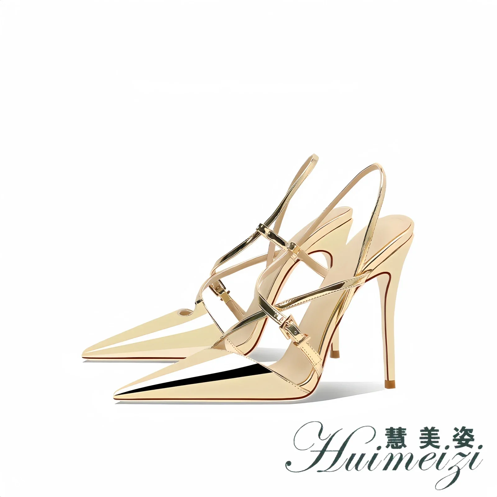 HMZ Golden High Heel Sandals Women 2027 New Summer Dressy Peep Toe Comfortable Elegant