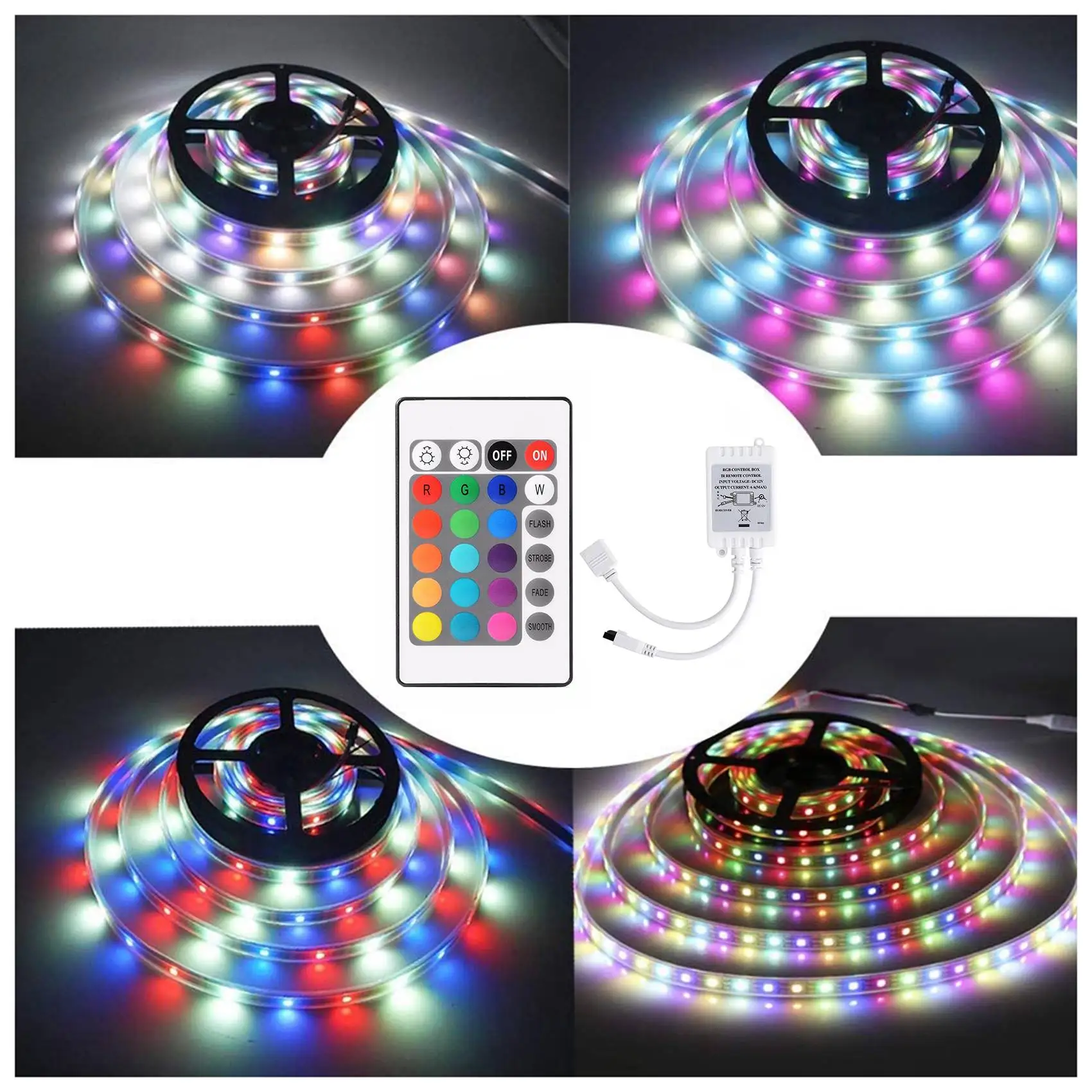 รีโมทคอนโทรล24ปุ่ม + ตัวควบคุม LED DC12V กล่องควบคุม RGB ตัวควบคุมริ้วสายไฟ IR สำหรับริ้วสายไฟ RGB 5050 2835