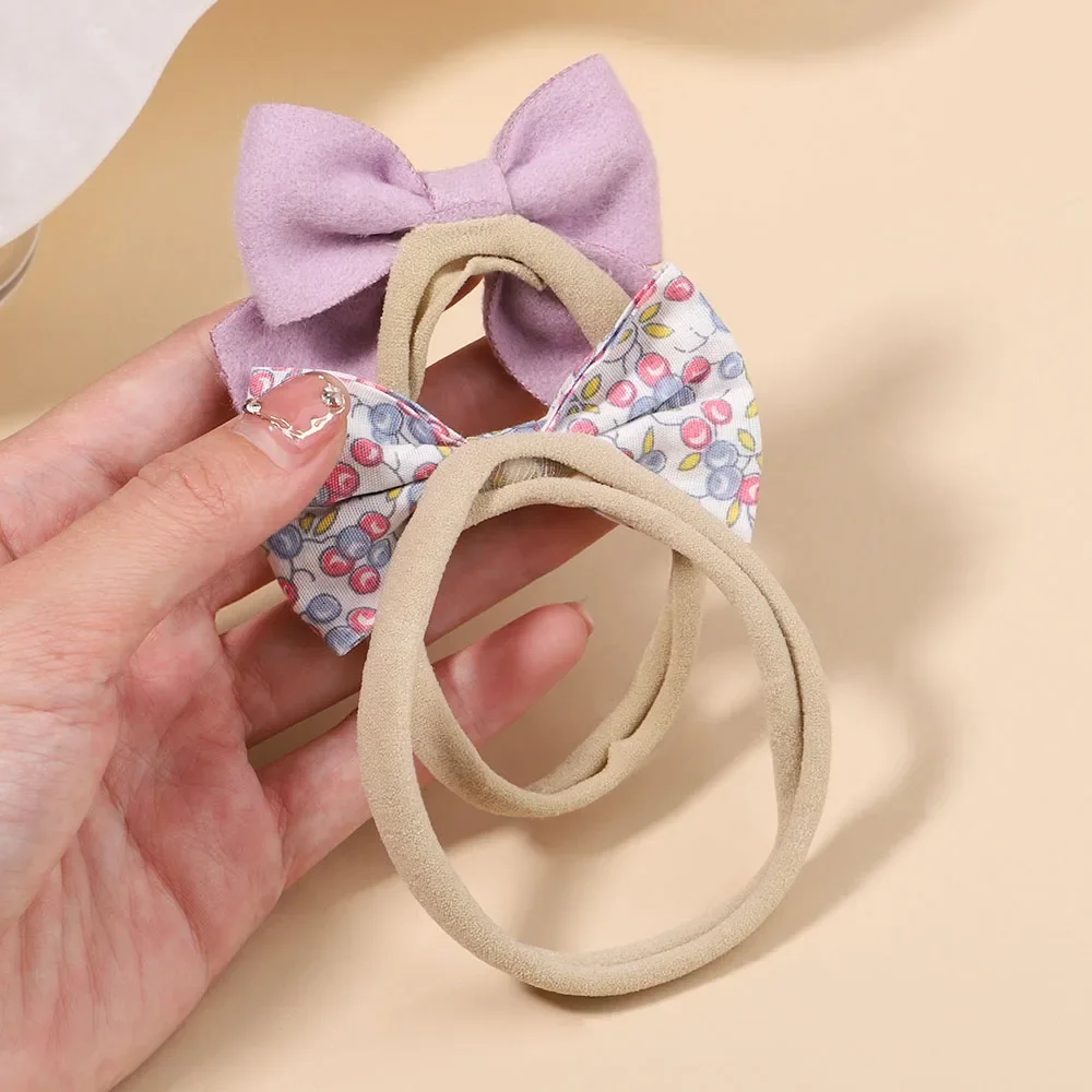 3Pcs/Set Baby Sweet Print Bow Headbands for Girl Newborn Soft Elastic Hair Band Nylon Band Infant Headwear Baby Hair Accessories