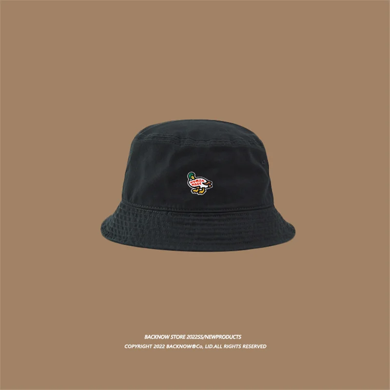 Human Made Duck Print Bucket Hat, Vintage Solid Color Soft Cap, Sun Hat for Unisex Face Slimming