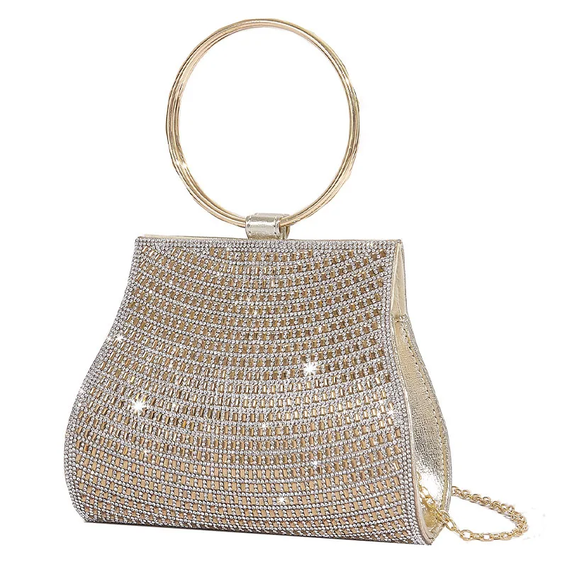 Bolso de noche con diamantes de imitación para mujer, cartera de día de cristal, monedero de boda, fiesta, banquete, bolsos de mano plateados