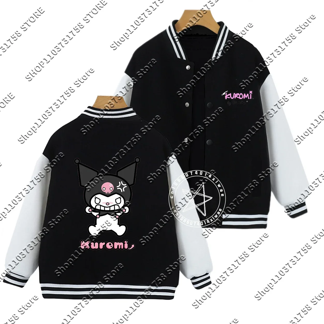 Sanrio Cute Cartoon Spring Autumn Kawaii Anime Kuromi My Melody Baseball Jersey Kids Tops Casual Outer Jacket Birthday Gift