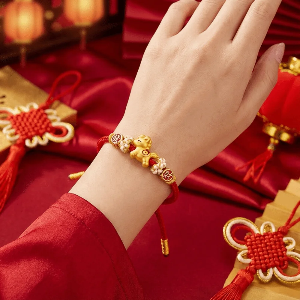 

Gold Color Horse Lucky Horse Bracelet Good Luck Charm Adjustable New Year Bracelet Elegant Design Auspicious Meaning