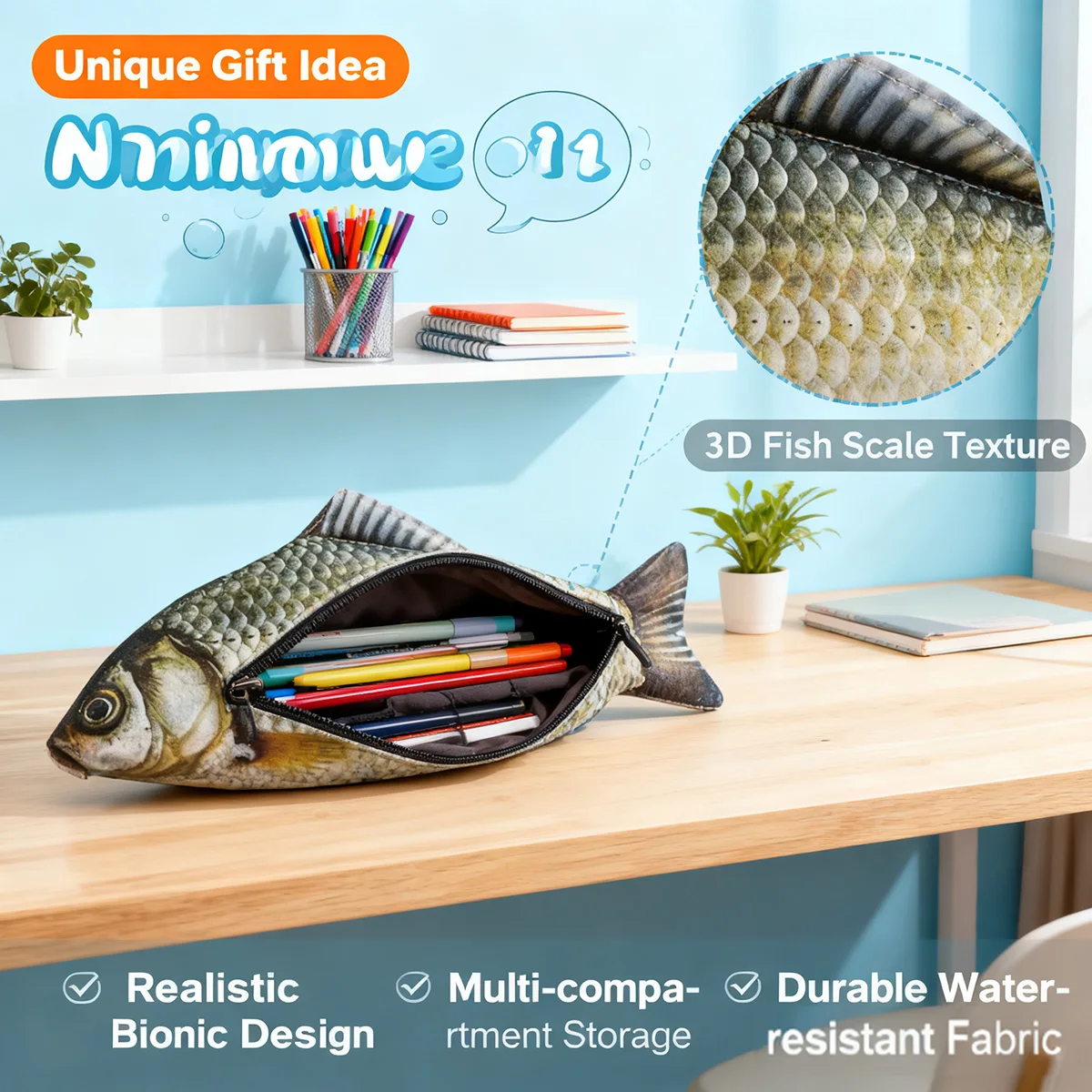 

Креативный пенал с имитацией соленой рыбы, большая вместительная сумка для карандашей, милая сумка-карандаш, забавные аксессуары для школы, подарок