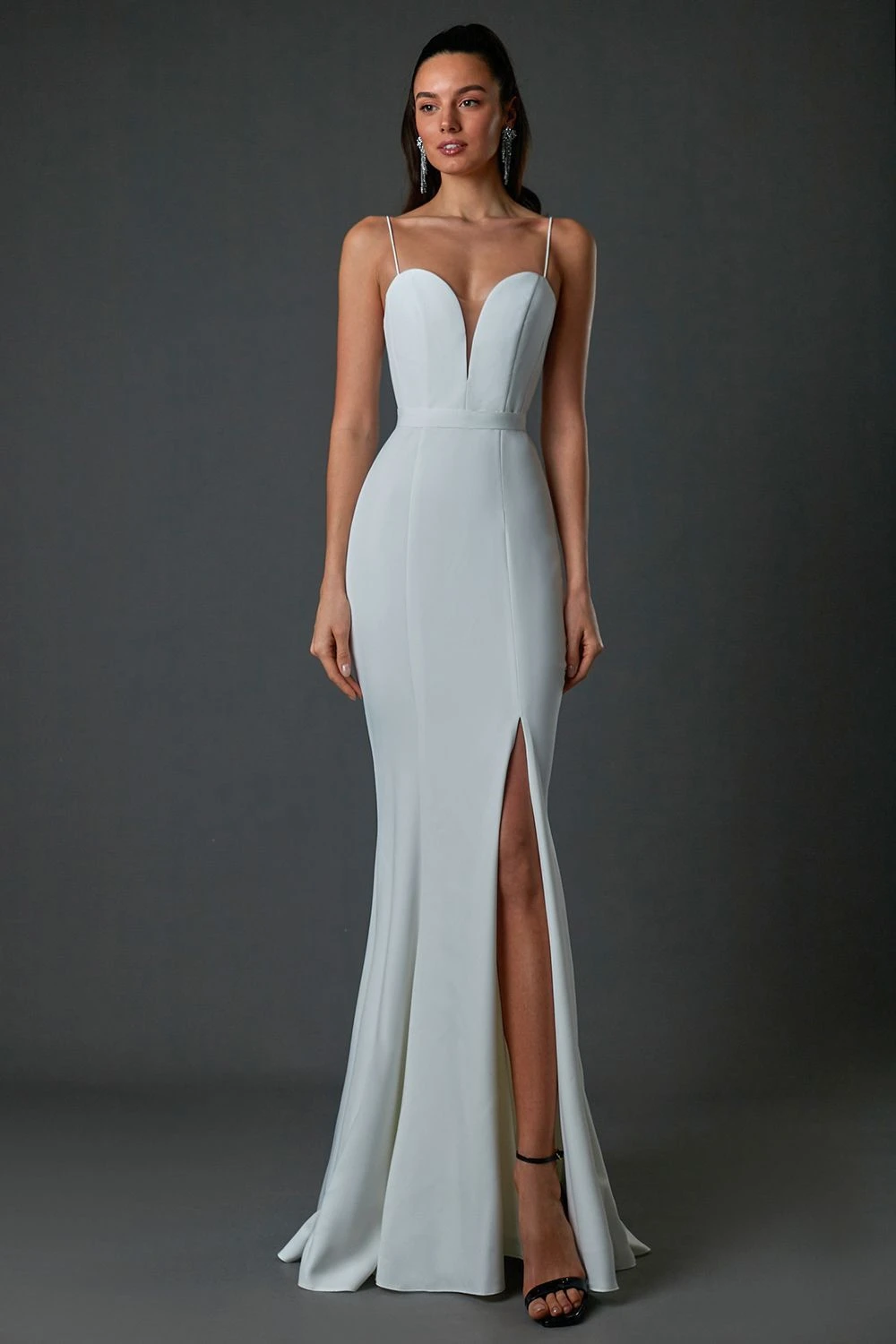 

High Quality Jersey Mermaid Spaghetti Straps Evening Dress Sexy Sleeveless Side Slit Floor Length فساتين سهره نسائيه فخمة