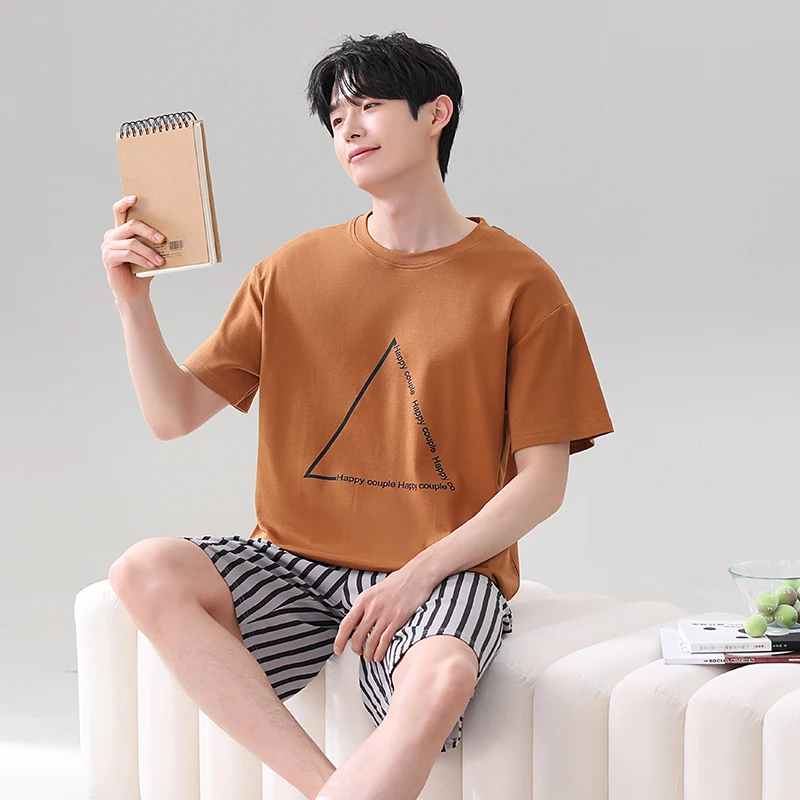 Big Size L-5XL Men Pajamas Set Summer Modal Pyjamas Male Short Sleeve Solid Sleepwear