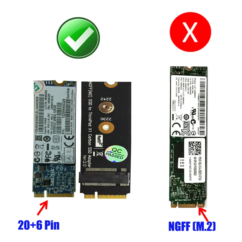 M.2 NGFF SATA-Bus KEY B SSD HDD Adapter Raiser 20 + 6 Pin SSD Converter Card for Lenovo Thinkpad X1 Carbon Support 2230 2242 M.2 image 3