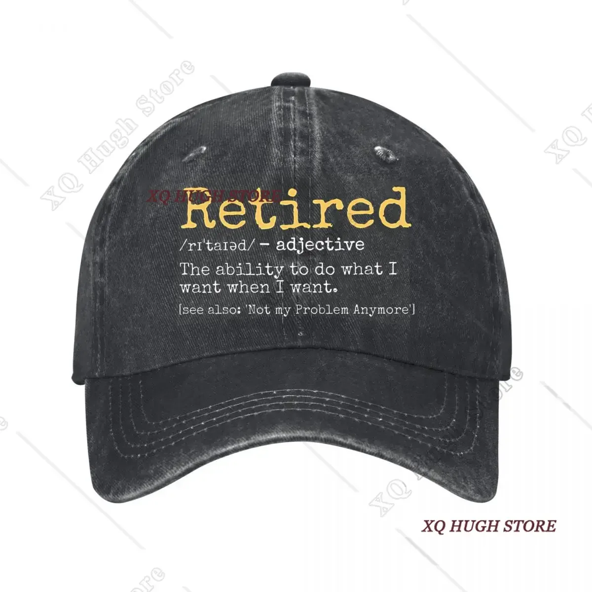 Retired Definition Funny Retirement Vintage Washed Cotton Baseball Cap Parent Kids Sun Hats