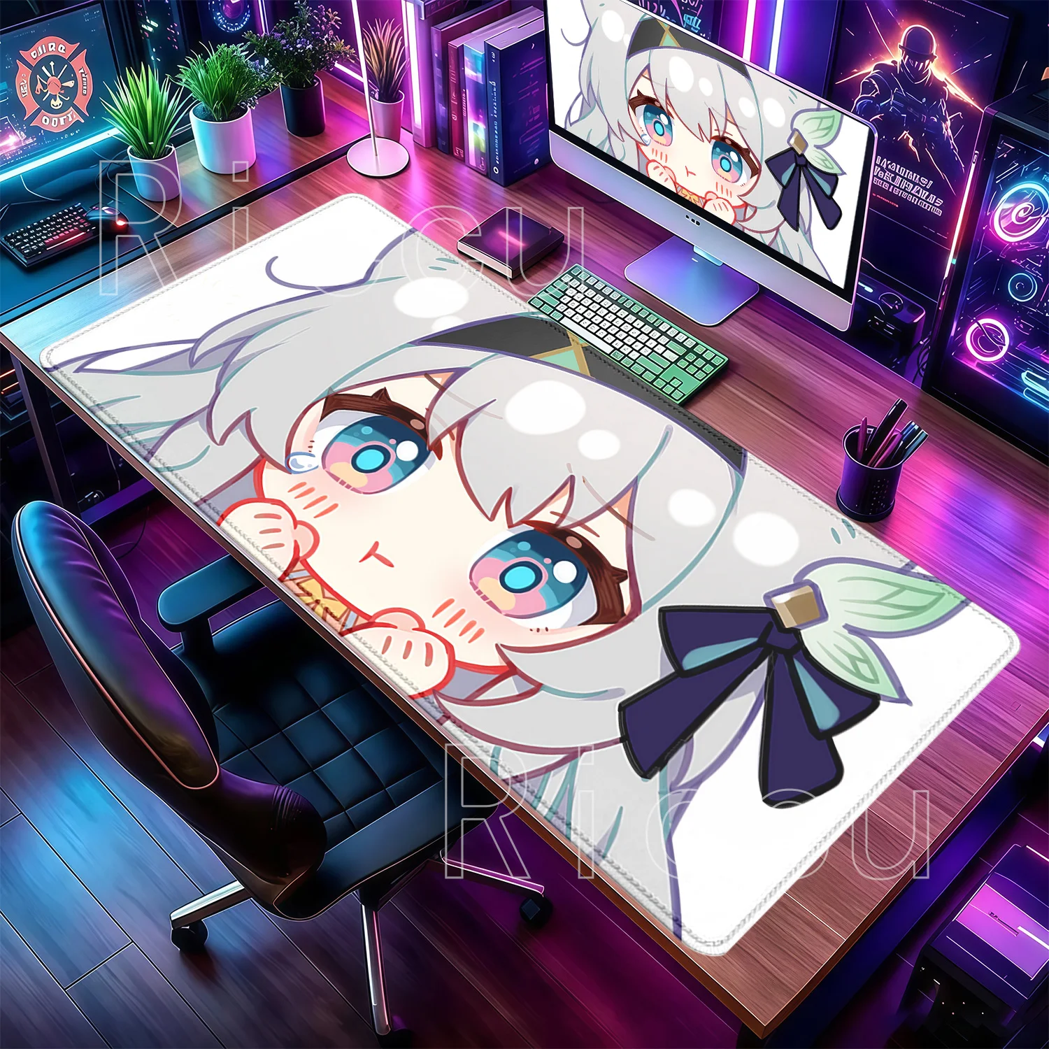 Mouse Pad Firefly Honkai Star Rail HSR Anime Sexy Girl Overlock Desk Mat HD Printing Keyboard Office Non-slip Base XXL Mousepad
