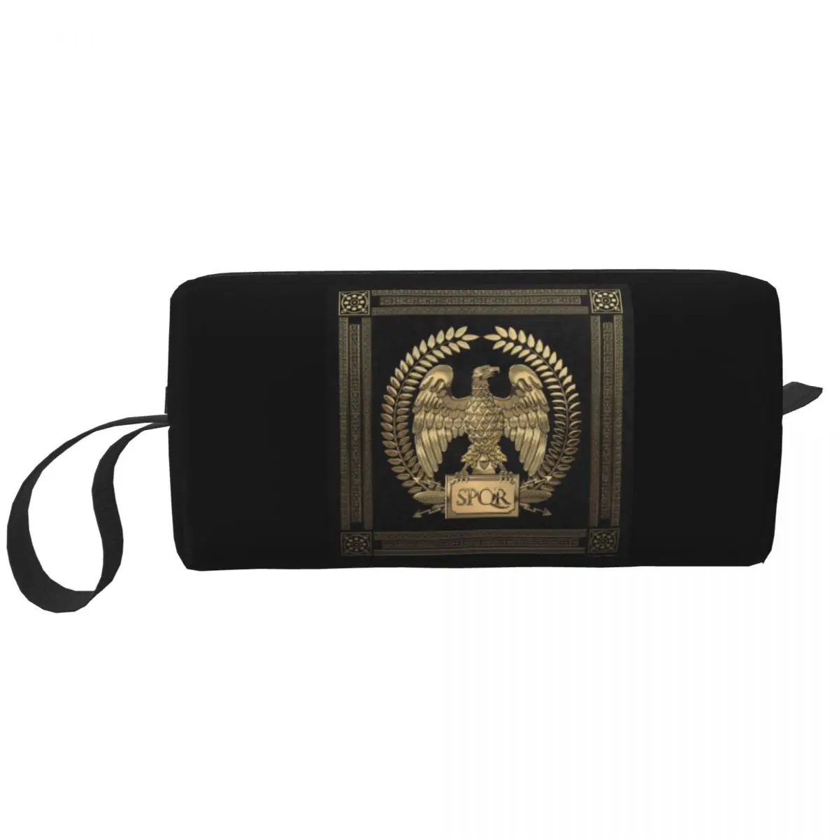 Gold Imperial Eagle Rome SPQR Travel Toiletry Bag Roman Empire Emblem Cosmetic Makeup Organizer Beauty Storage Dopp Kit